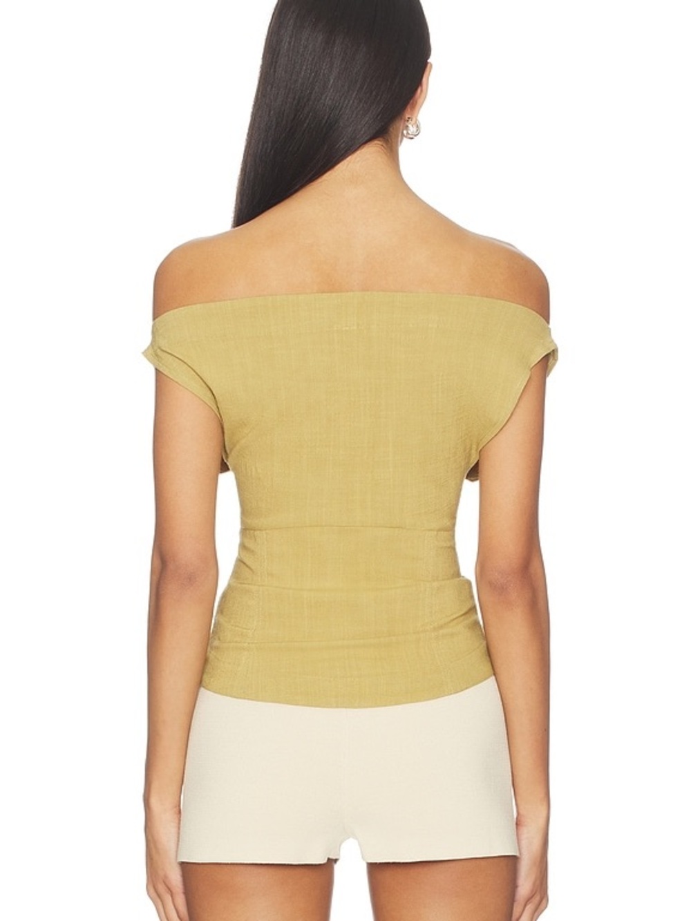 Free People Off-Shoulder Mustard Yellow Crop Top - Picture 3 of 3
